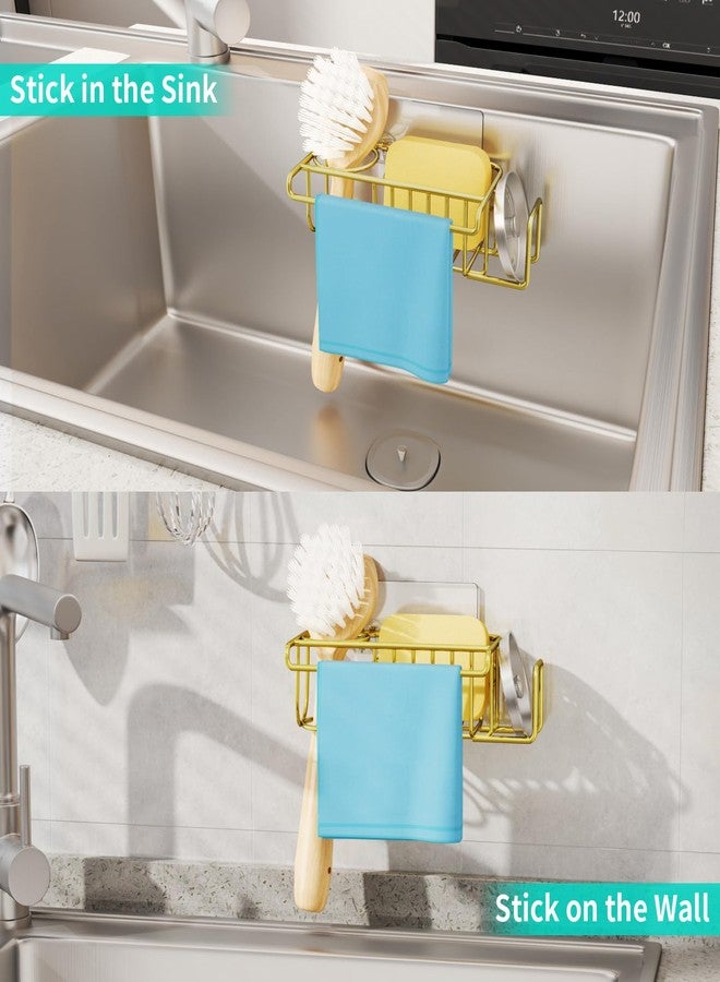 HapiRm Sponge Holder for Kitchen Sink, No Drill Kitchen Sink Caddy Organizer, Rustproof Dish Sponge Holder- Gold(8.73 * 3.54 * 2.36in) - Image 5